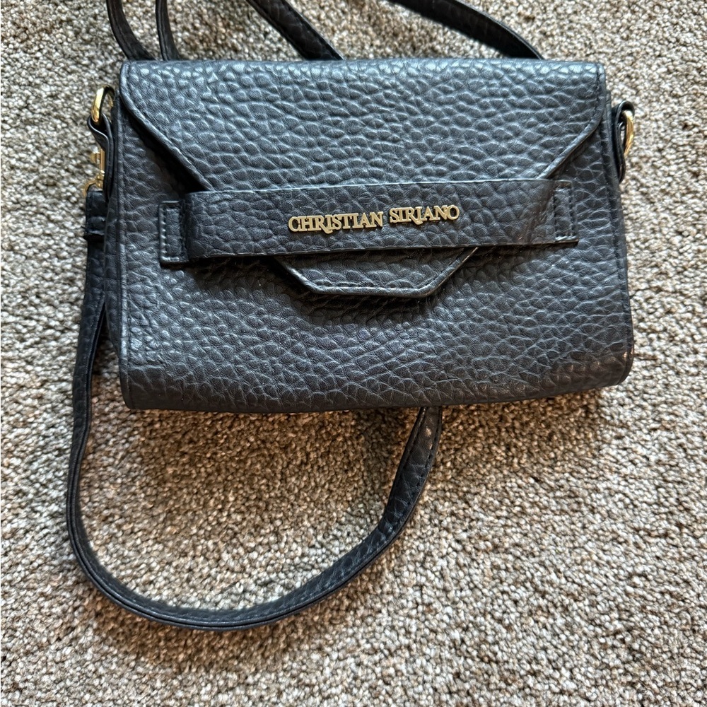 Christian Siriano Black Pebbled Crossbody Bag